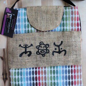 Vivian Rivera Burlap Crossbody Bag  with Multi Colored Design